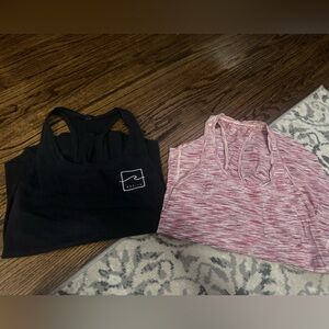 Women’s Lululemon Black Logo Tank and Pink Patterned Tank Bundle set